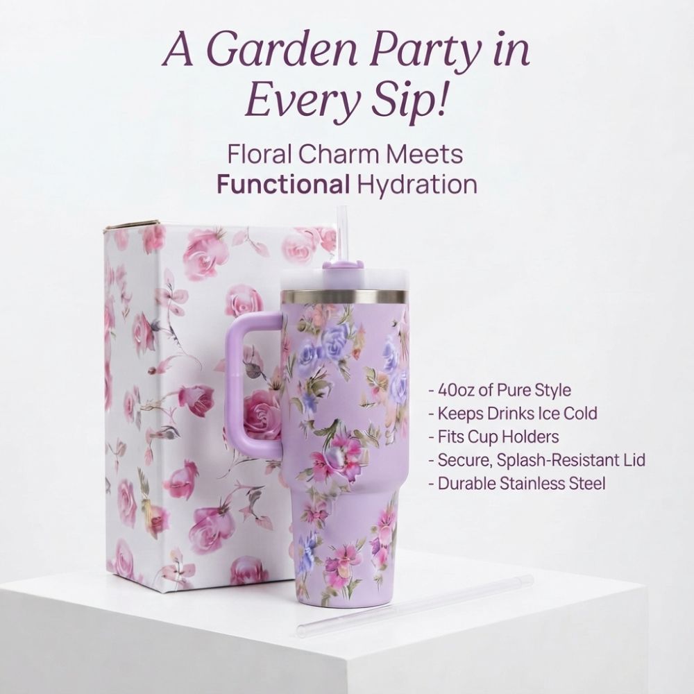 Floral Tumbler-Biazaibstore